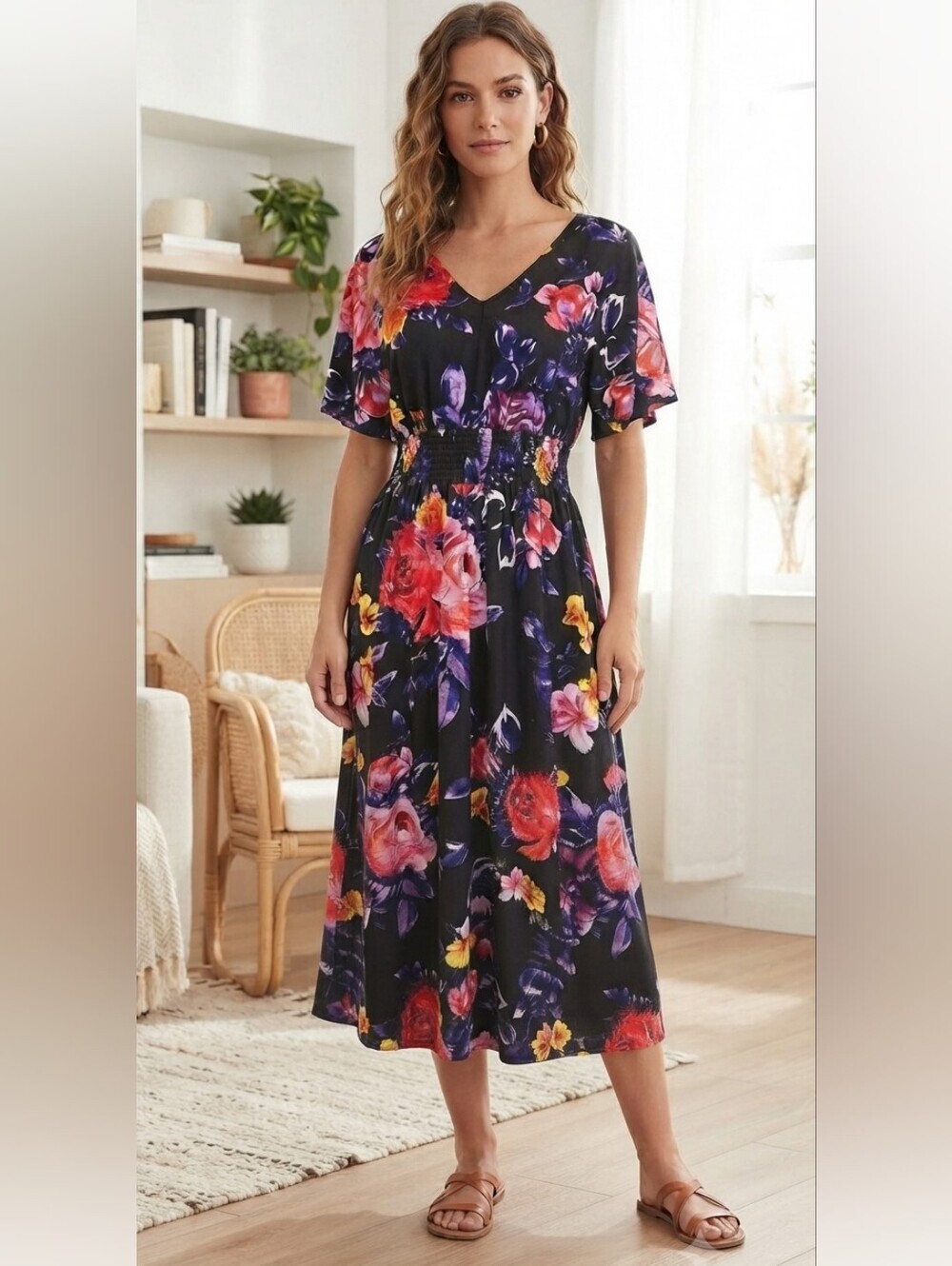Lildy Tassel Tie Back Maxi Dress Sz L/XL Floral